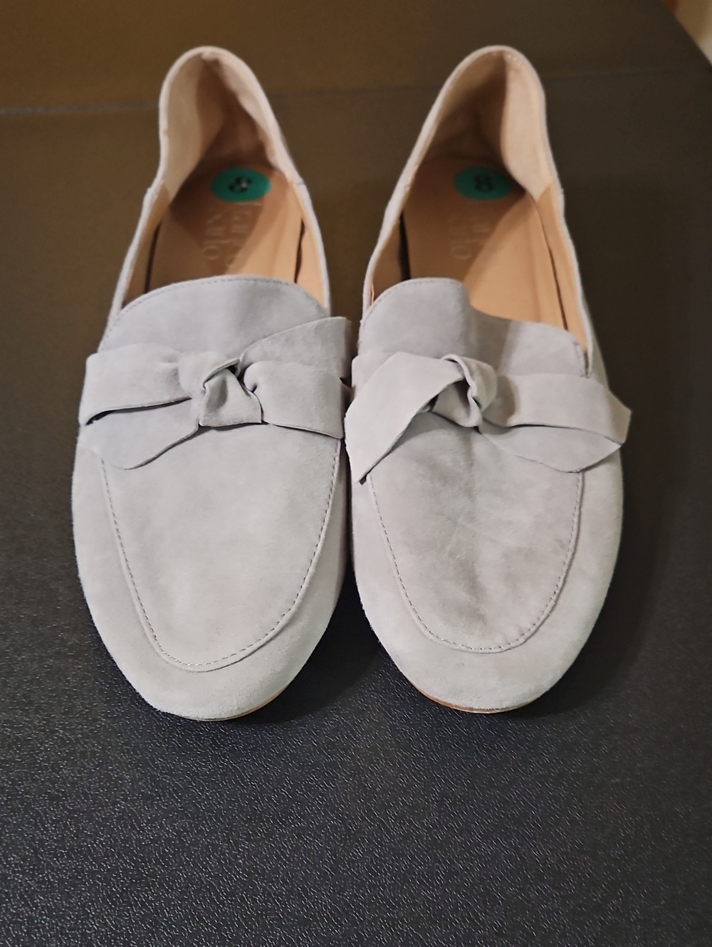 Franco Sarto Women's Suede Knot-Detail Loafers in Light Gray
